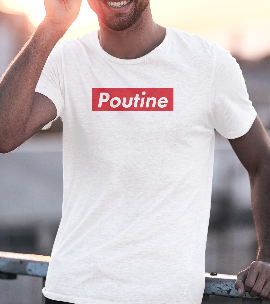 Main And Local Poutine Red Block Text T-Shirt