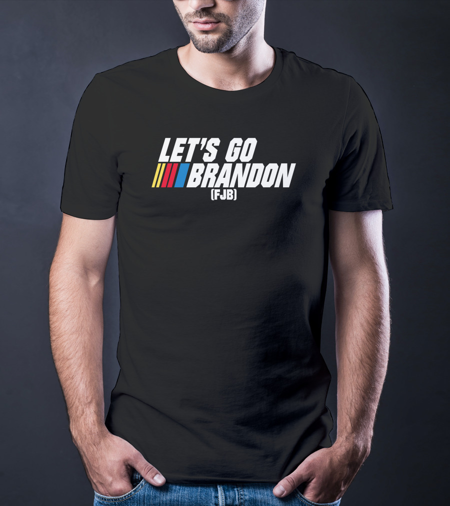 Hodgetwins Store Let's Go Brandon FJB Racing Stripes T-Shirt