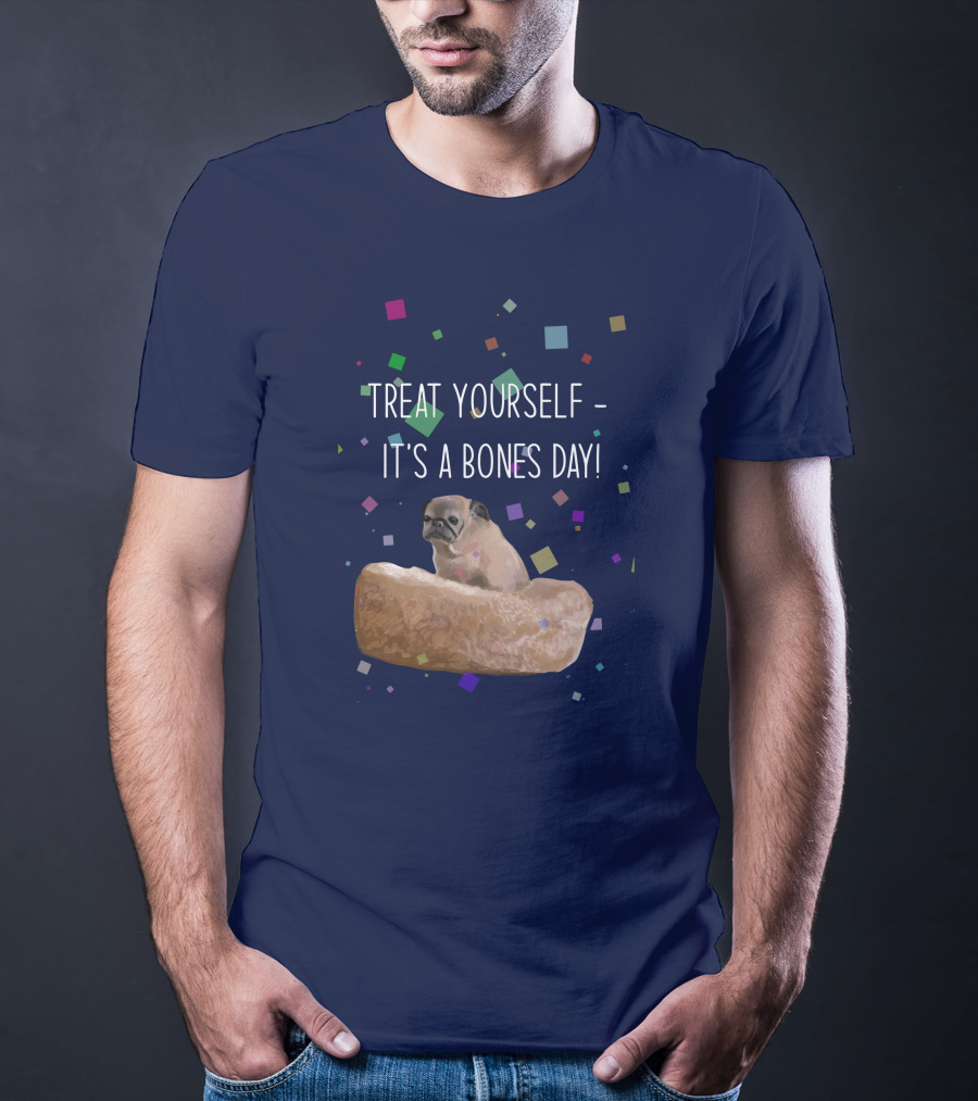 Treat Yourself It's A Bones Day NoodleThreadless Pug Confetti T-Shirt