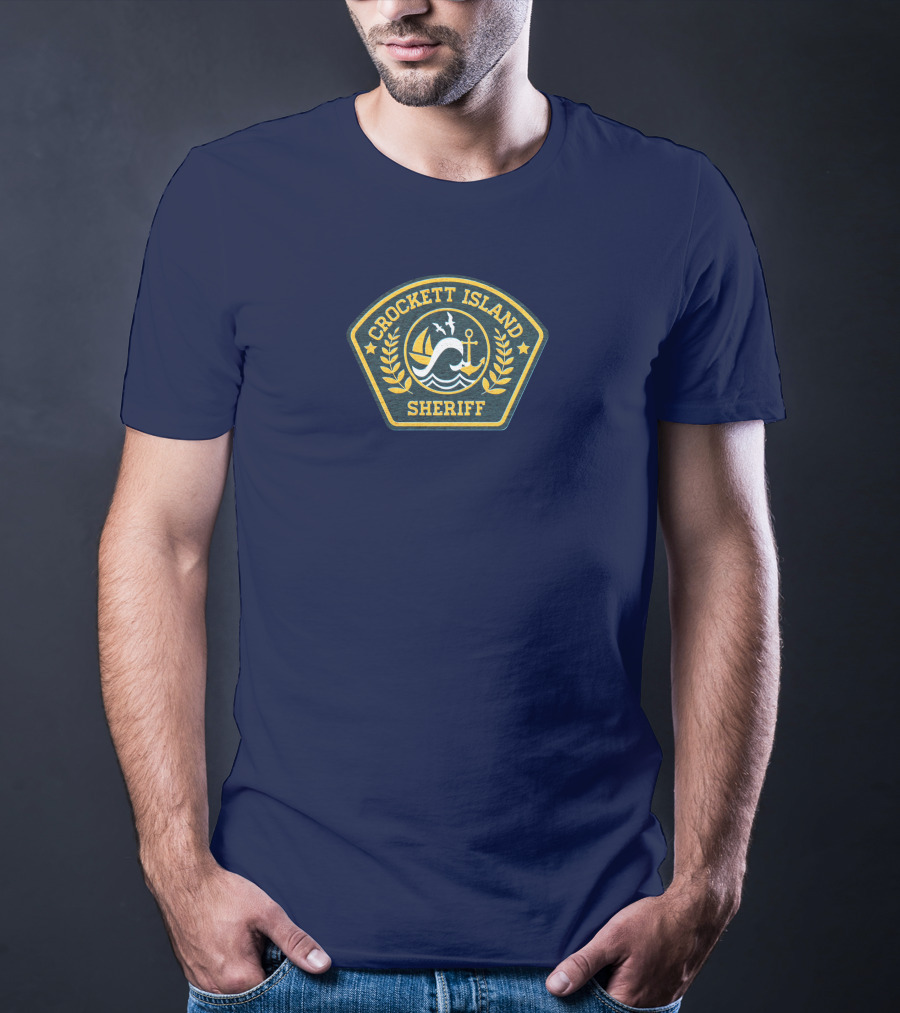 Crockett Island Sheriff Badge By Kevin McDermott Ocean Anchor Wave Emblem T-Shirt