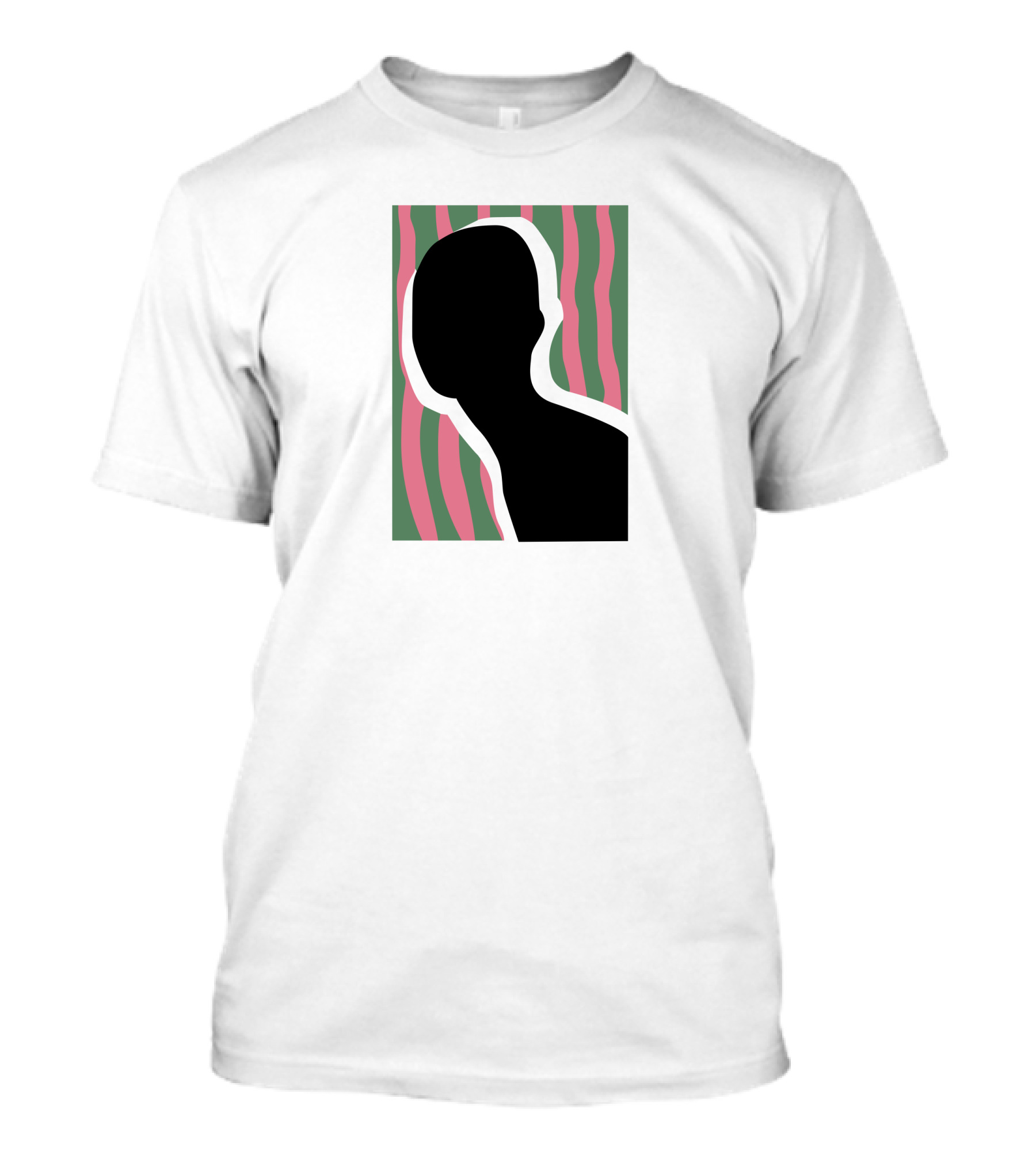 Everpress Shop Inner Talk Silhouette With Pink And Green Wavy Background T-Shirt