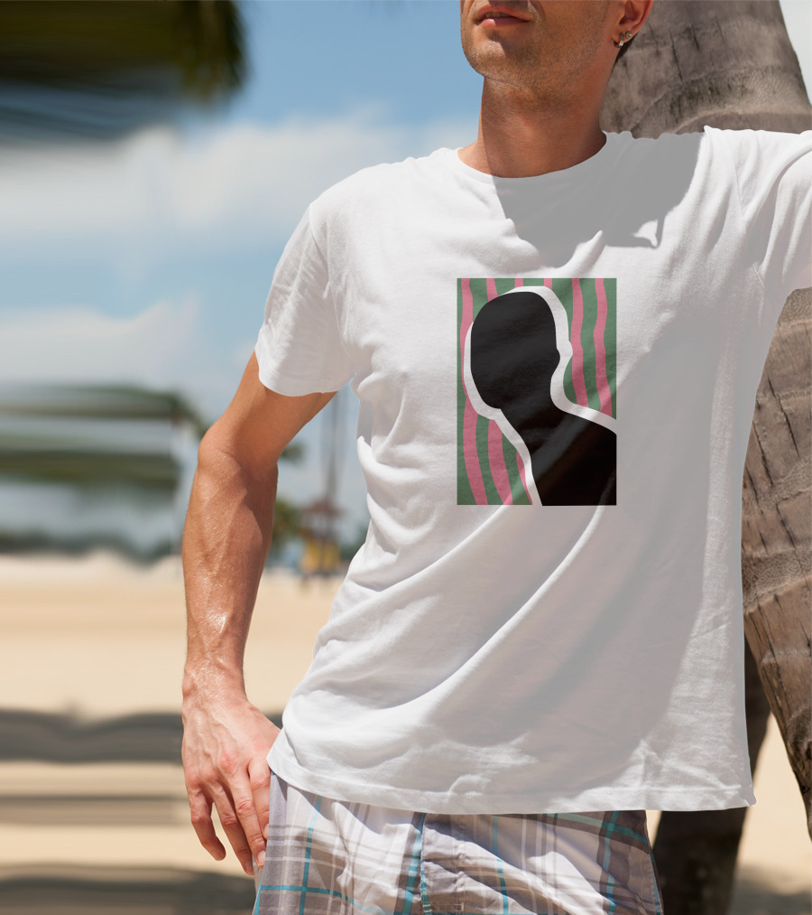 Everpress Shop Inner Talk Silhouette With Pink And Green Wavy Background T-Shirt