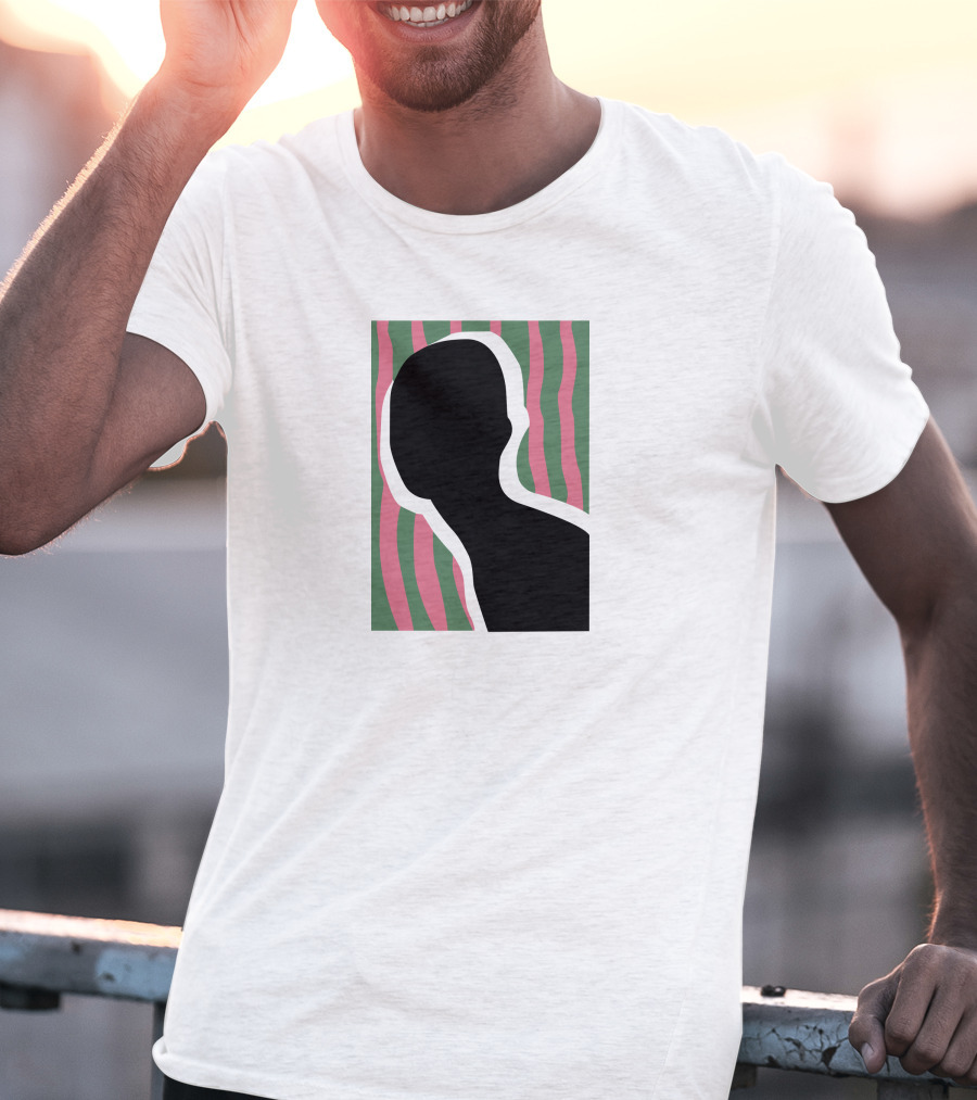 Everpress Shop Inner Talk Silhouette With Pink And Green Wavy Background T-Shirt