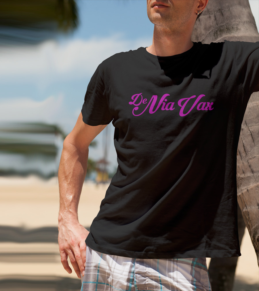 De Nia Vax Typography In Bold Pink Script T-Shirt