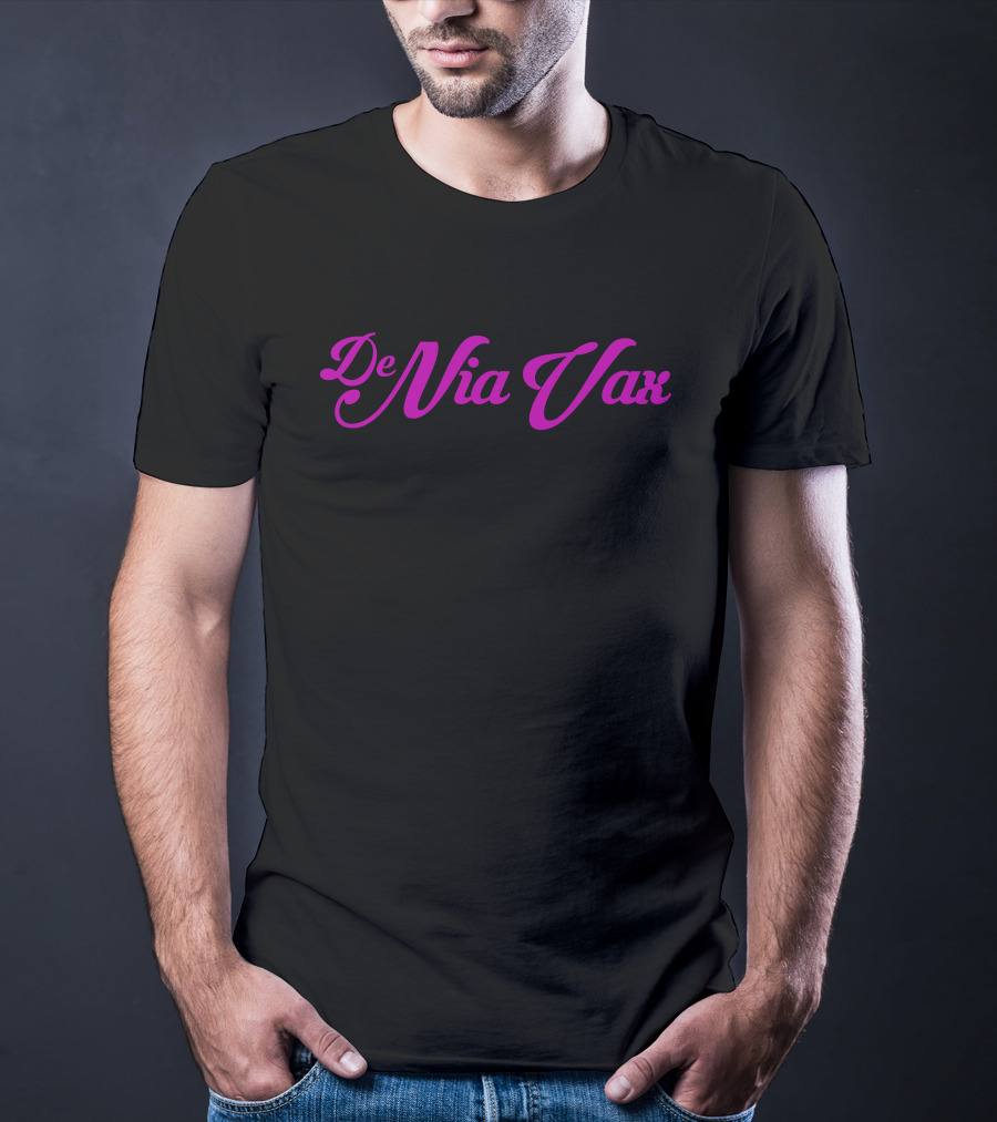 De Nia Vax Typography In Bold Pink Script T-Shirt