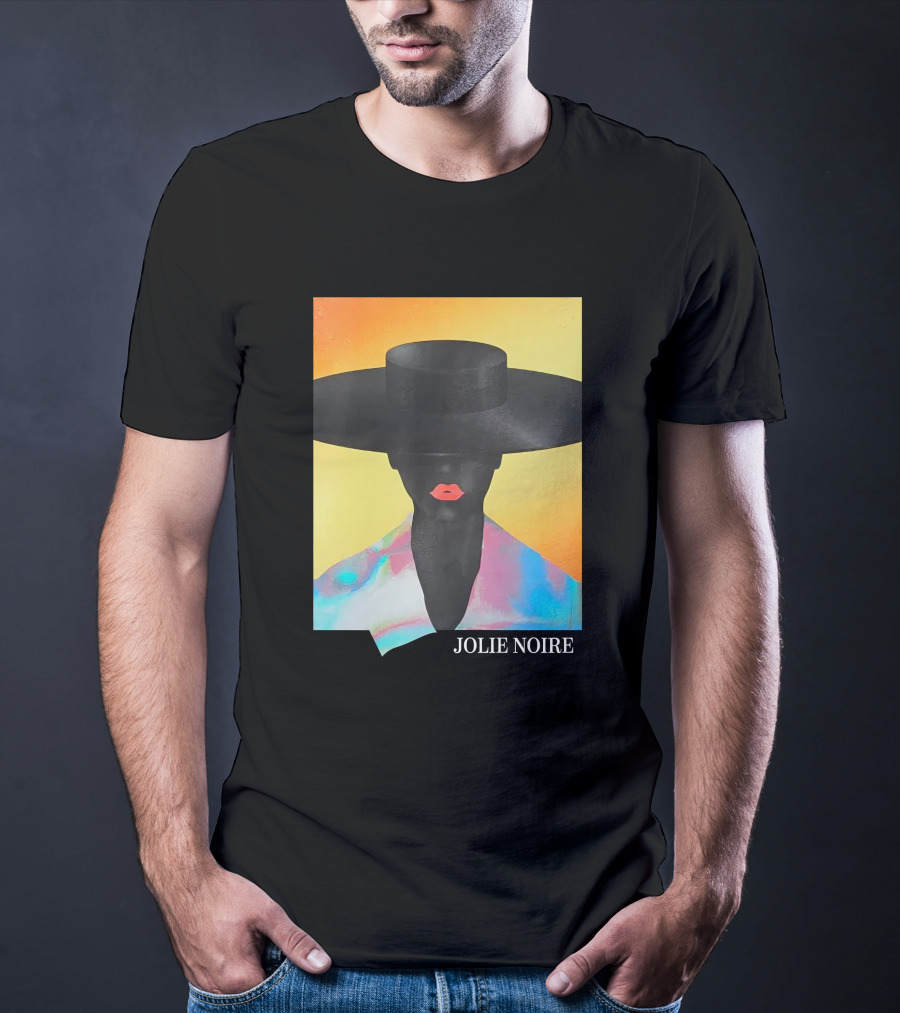 Jolie Noire Vibrant Abstract Fashion Portrait With Black Hat T-Shirt