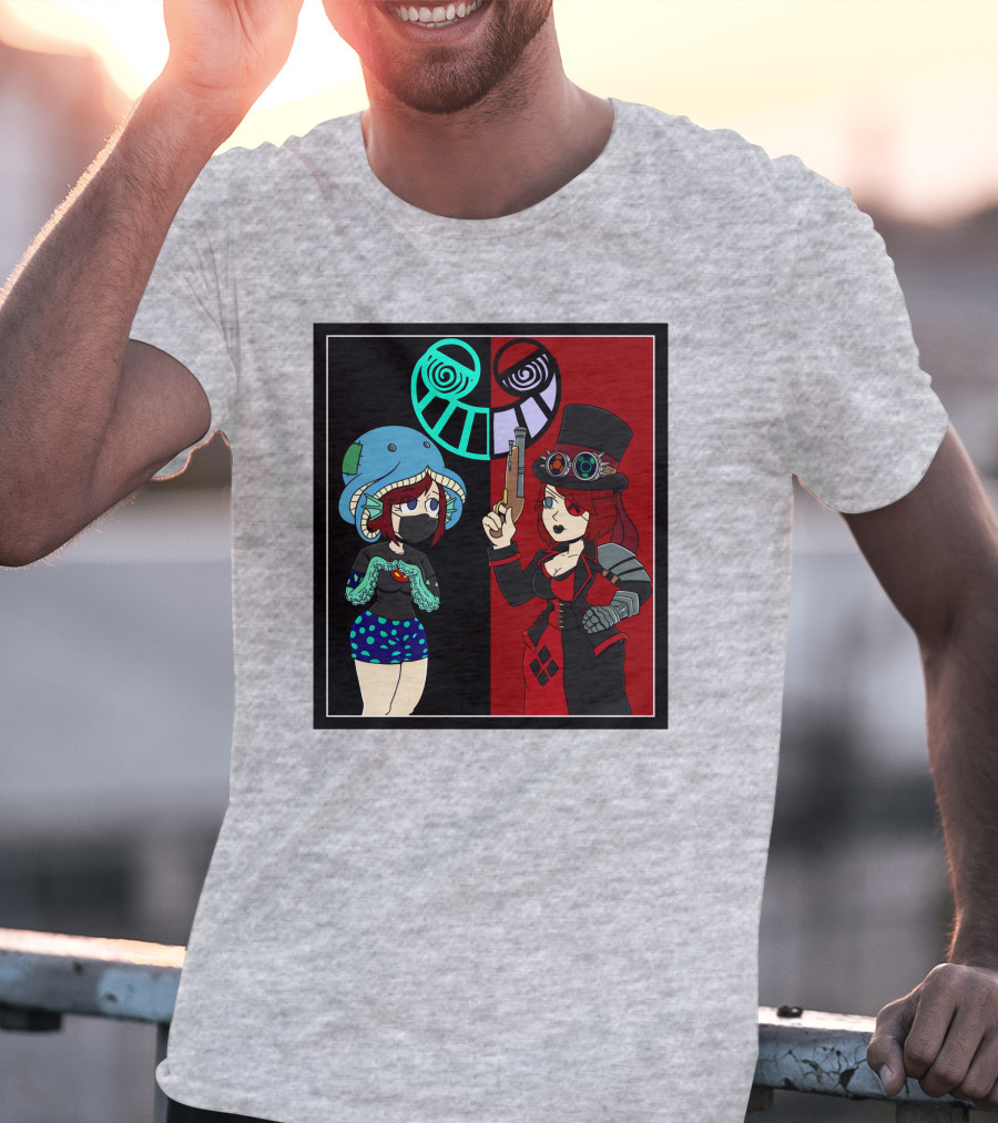 Frenemies Forever Threadless Blowing Off Steam Misssteam Steampunk And Aquatic Duel T-Shirt