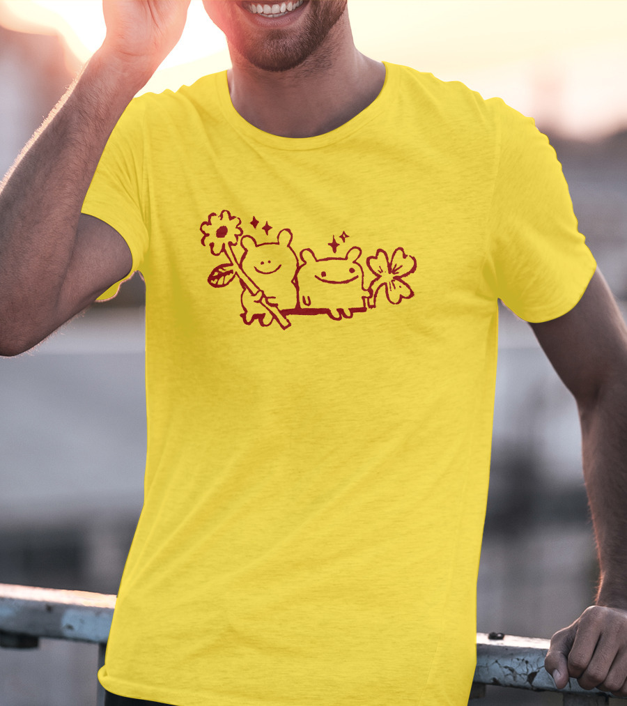 Megan Rose Ruiz Bear Friends Meg Zavala Cute Smiling Flower Duo T-Shirt