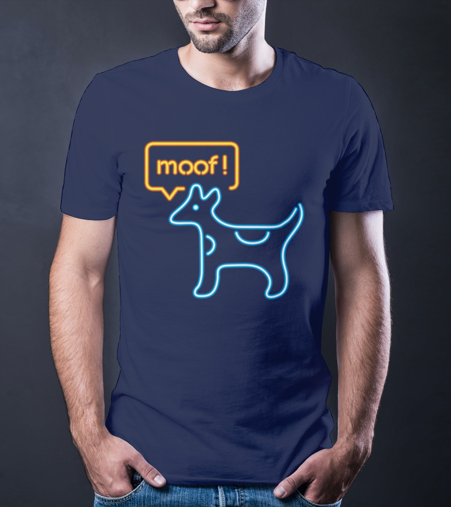 Bureau W W Dog Moof Ged Maheux Cow Neon Outline T-Shirt