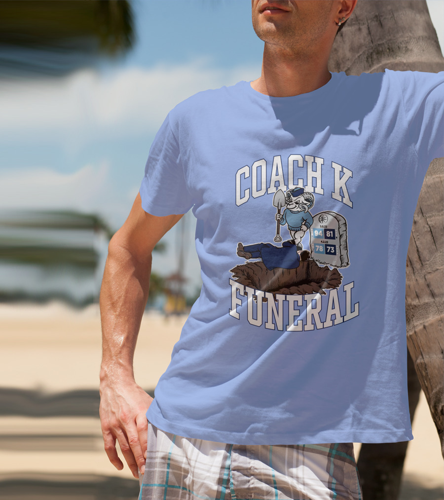 Big Cat Coach K Funeral Digging Cartoon Shovel Logo Dave Portnoy T-Shirt