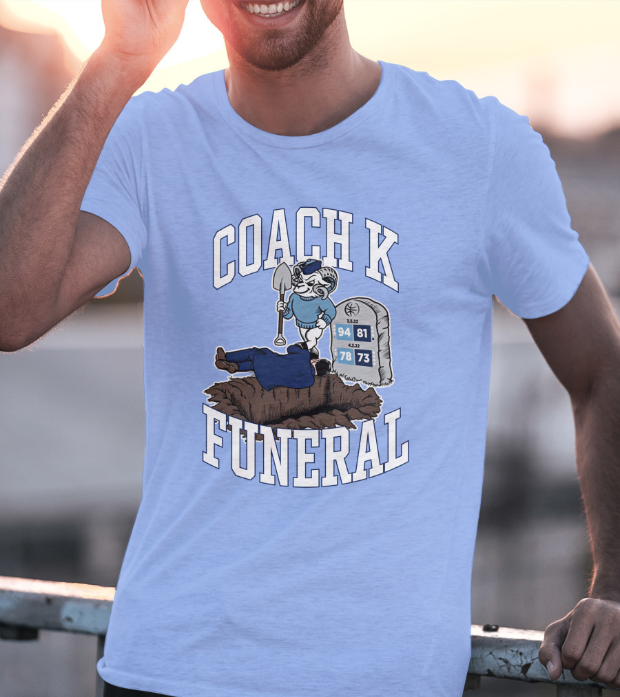 Big Cat Coach K Funeral Digging Cartoon Shovel Logo Dave Portnoy T-Shirt