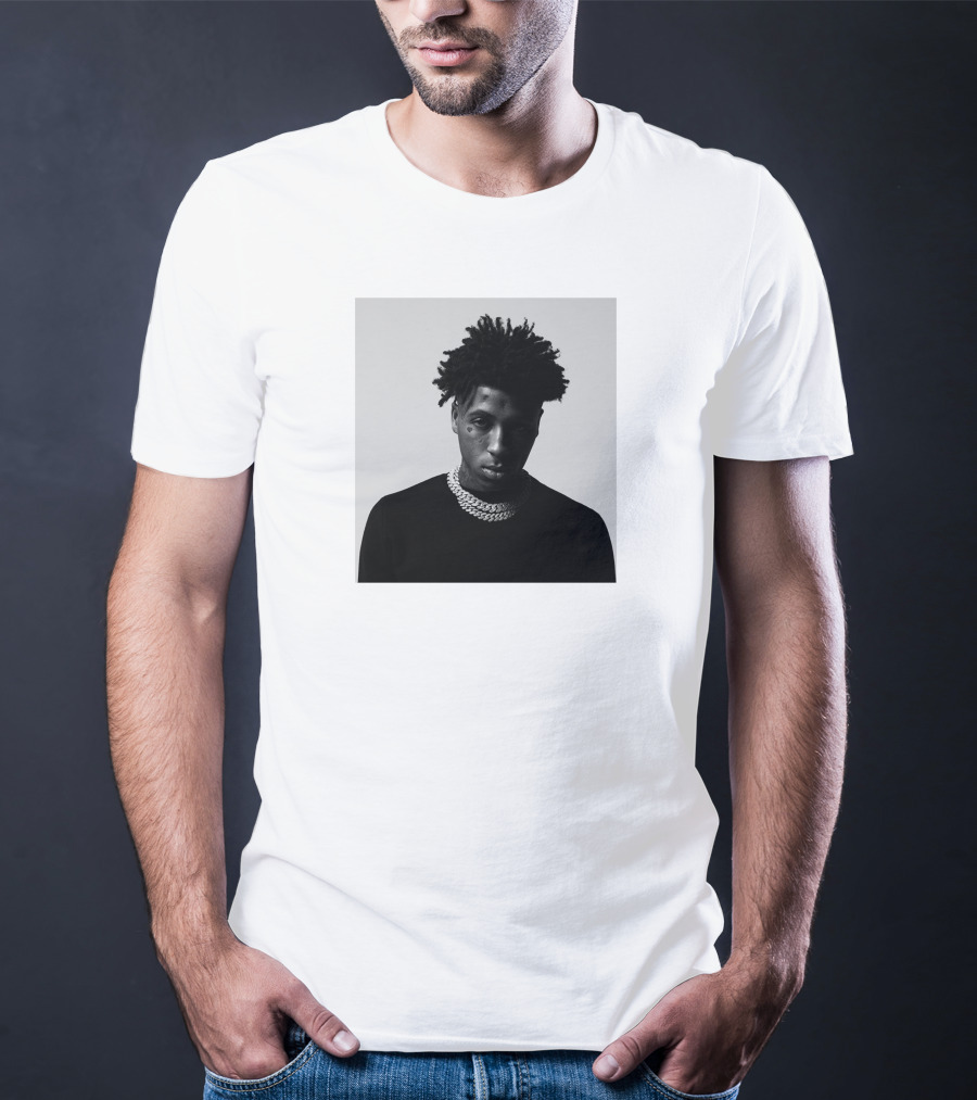 Youngboy Monochrome Portrait Black Sweater Chain T-Shirt