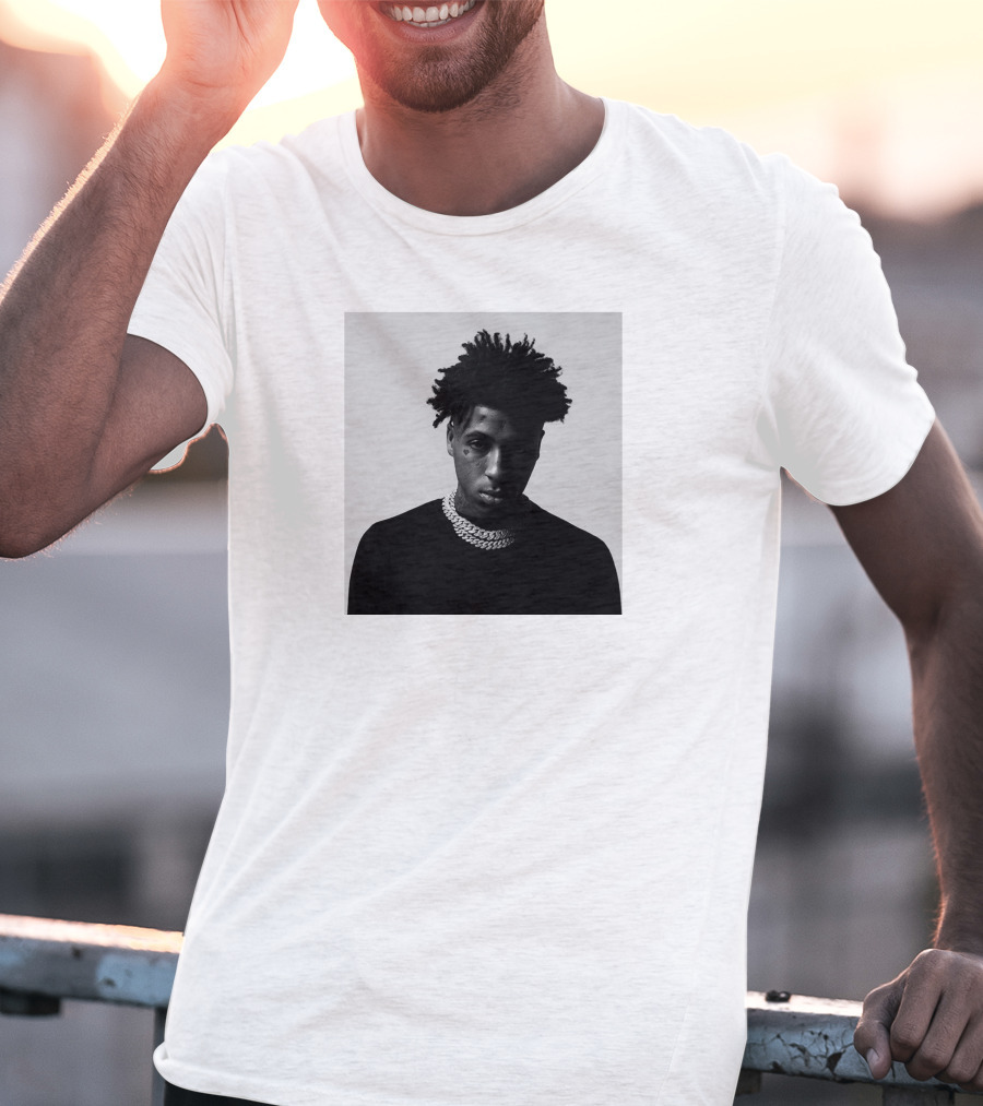 Youngboy Monochrome Portrait Black Sweater Chain T-Shirt