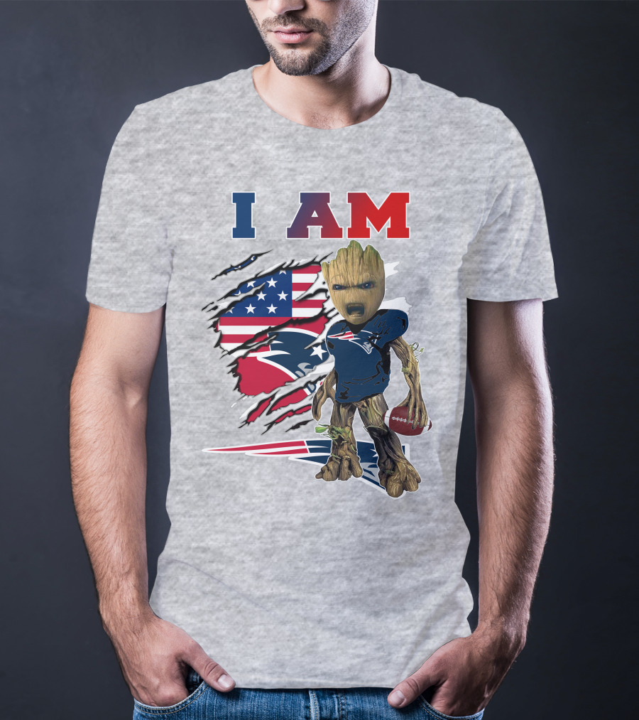I Am Patriots Baby Groot Football Fan T-Shirt