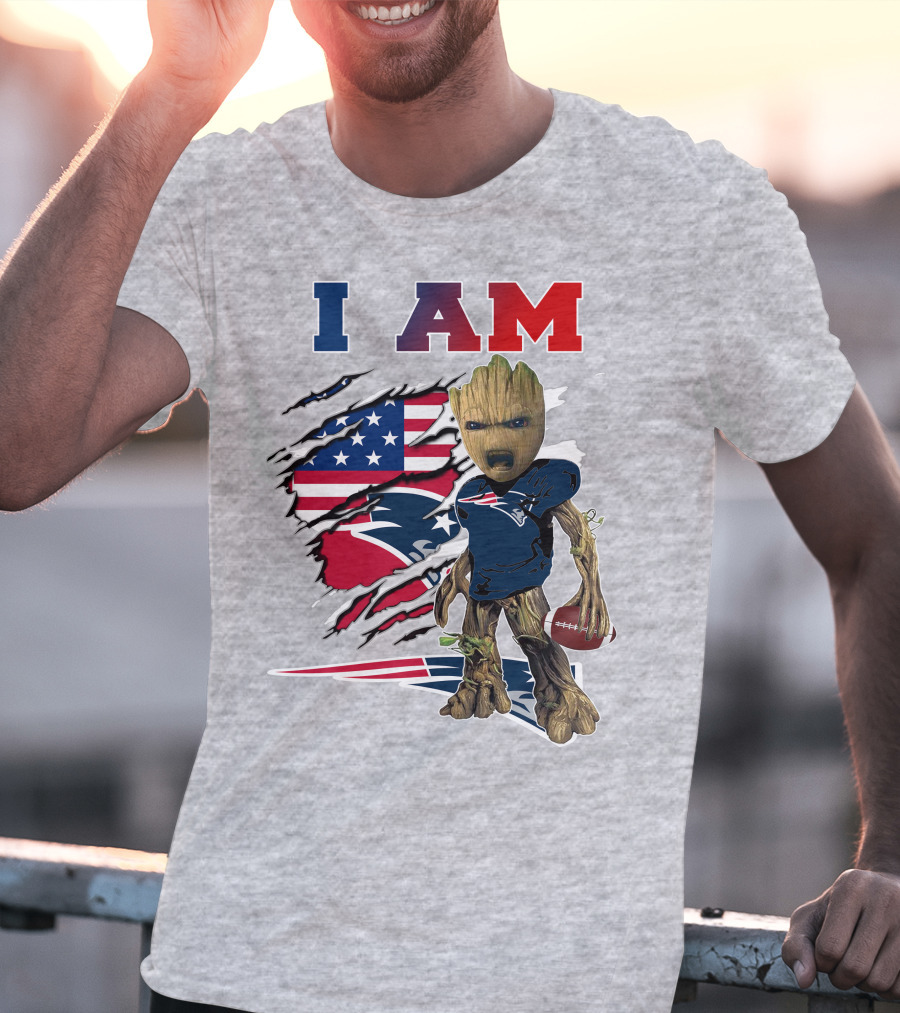 I Am Patriots Baby Groot Football Fan T-Shirt