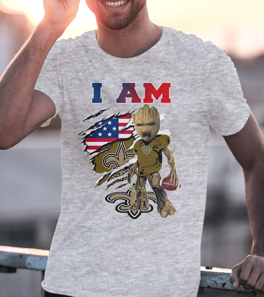 I Am Baby Groot Saints Football Team Spirit T-Shirt
