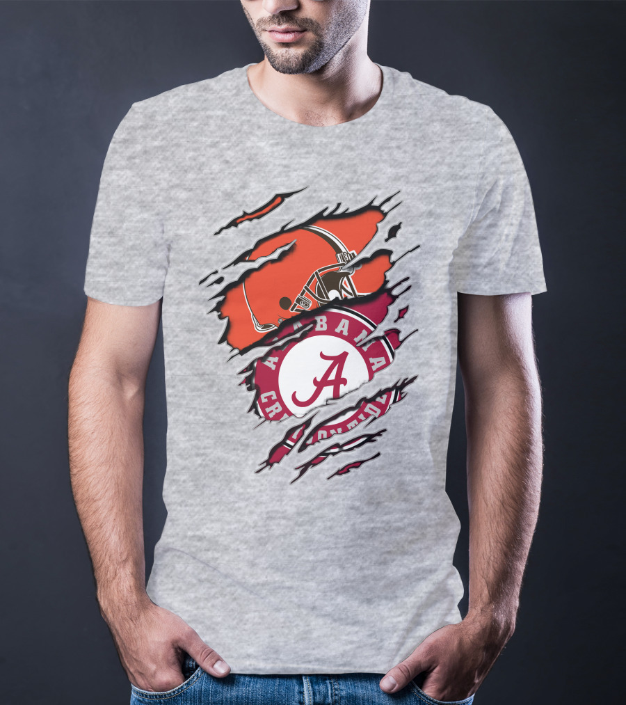 Alabama Crimson Tide Cleveland Browns Football Fan Crossover T-Shirt