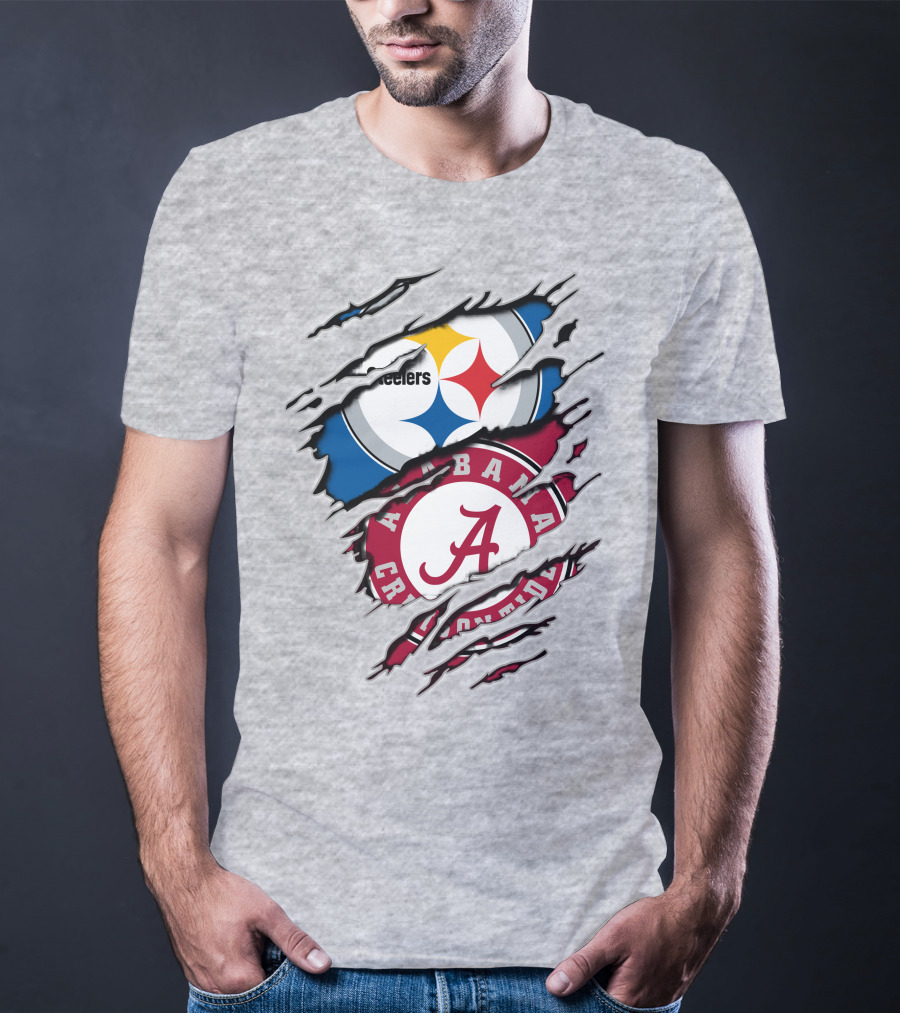 Alabama Crimson Tide Steelers Logo Crossover T-Shirt