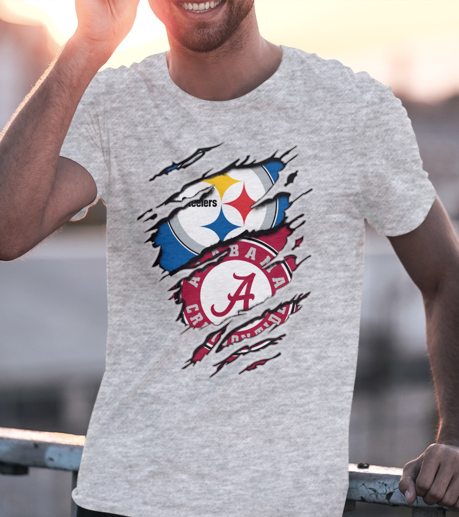 Alabama Crimson Tide Steelers Logo Crossover T-Shirt