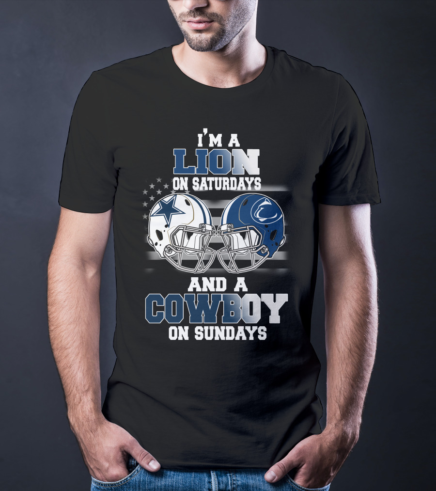 I'm A Lion On Saturdays And A Cowboy On Sundays Football Helmets T-Shirt