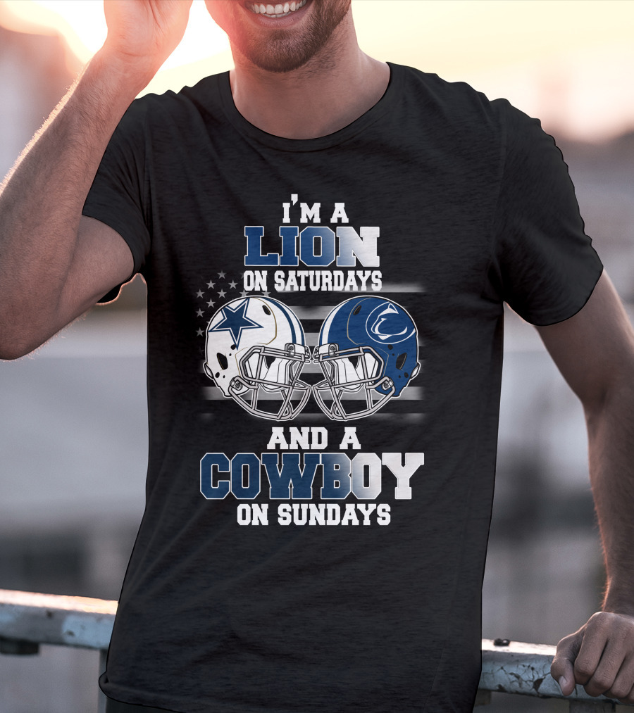 I'm A Lion On Saturdays And A Cowboy On Sundays Football Helmets T-Shirt