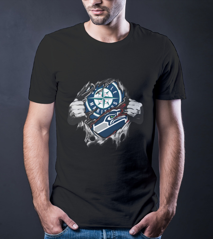 Seattle Mariners Seahawks Dual Fan Pride T-Shirt