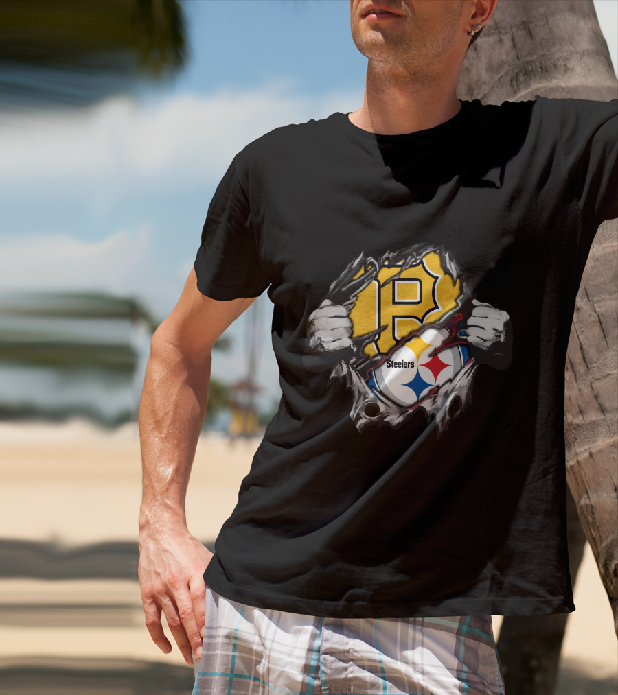Steelers Pirates Logo Rip Fusion T-Shirt