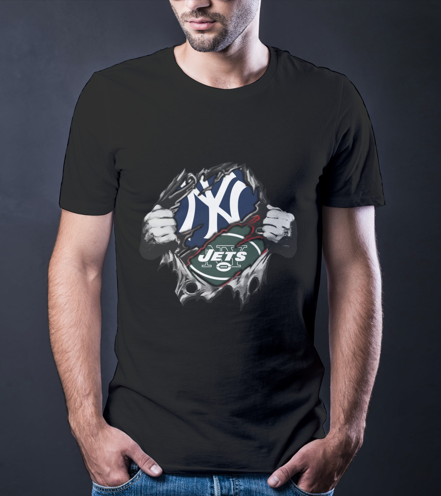 New York Yankees Jets Logo Fusion T-Shirt