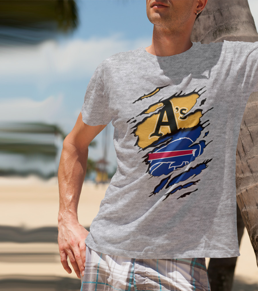 Buffalo Bills Oakland Athletics Mashup Tear T-Shirt