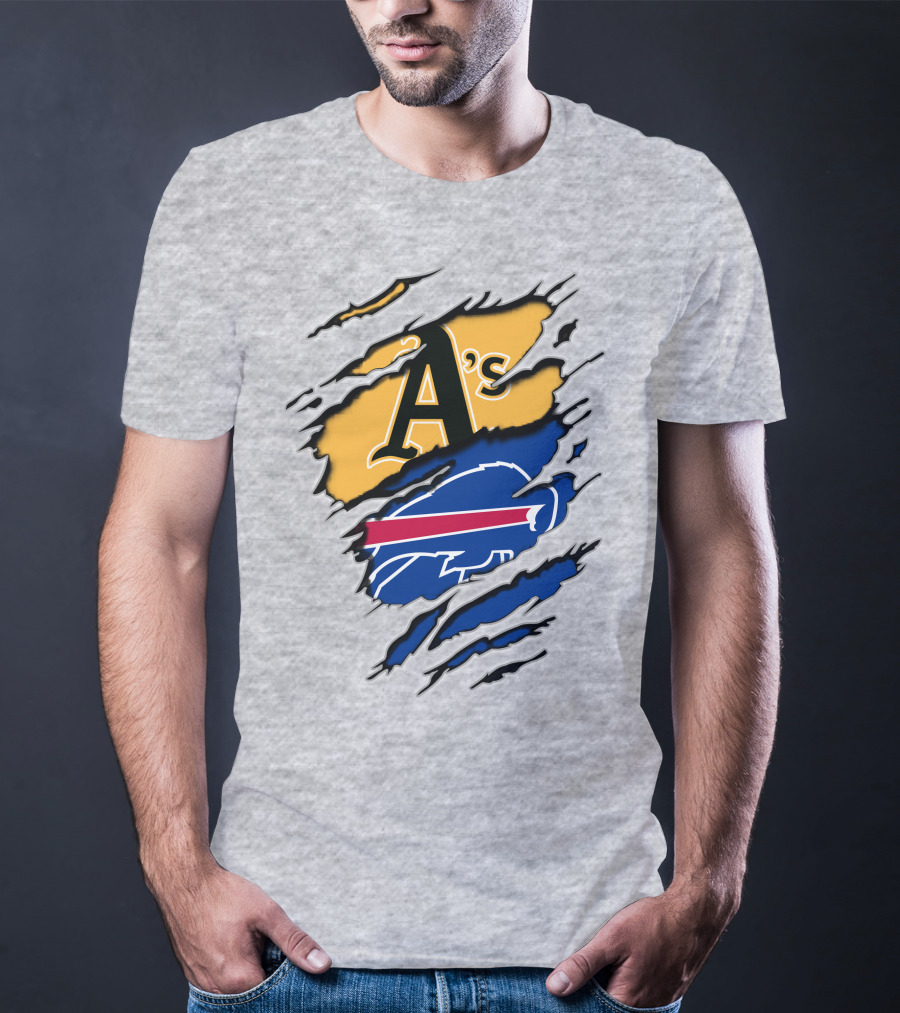 Buffalo Bills Oakland Athletics Mashup Tear T-Shirt