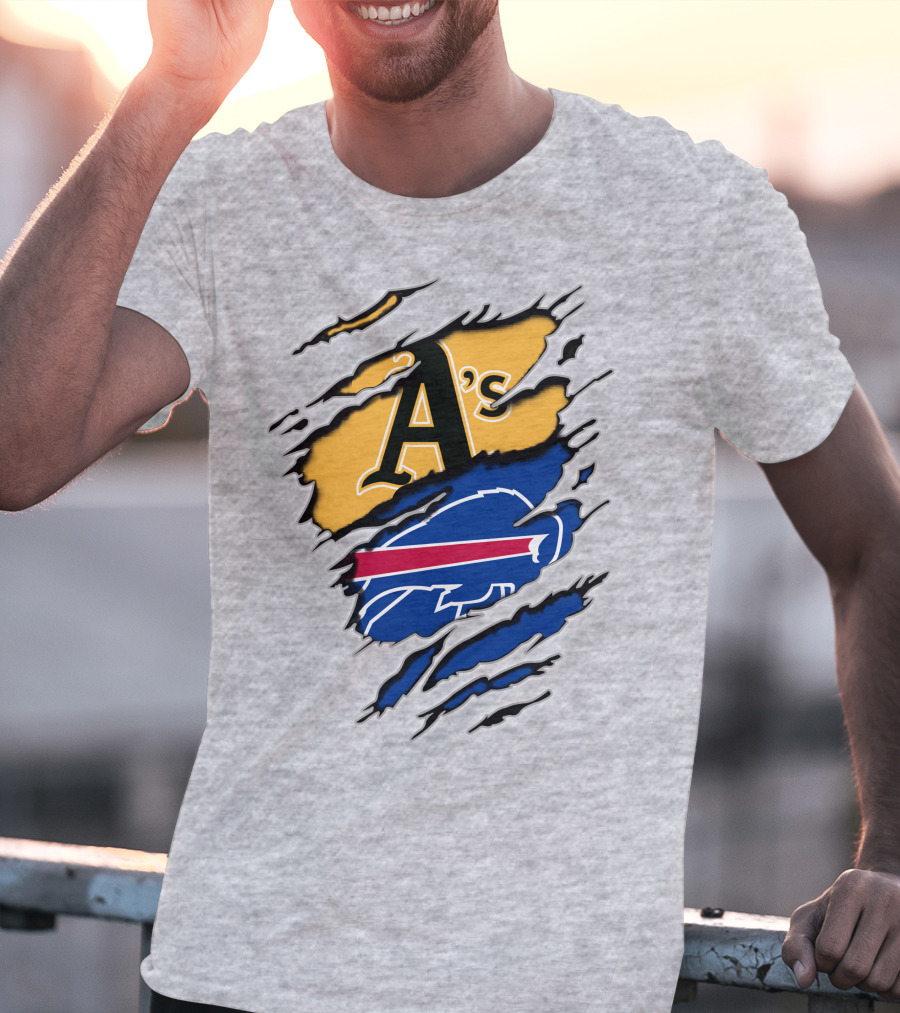 Buffalo Bills Oakland Athletics Mashup Tear T-Shirt