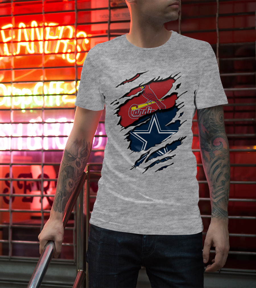 Cardinals And Cowboys Team Spirit Fusion T-Shirt