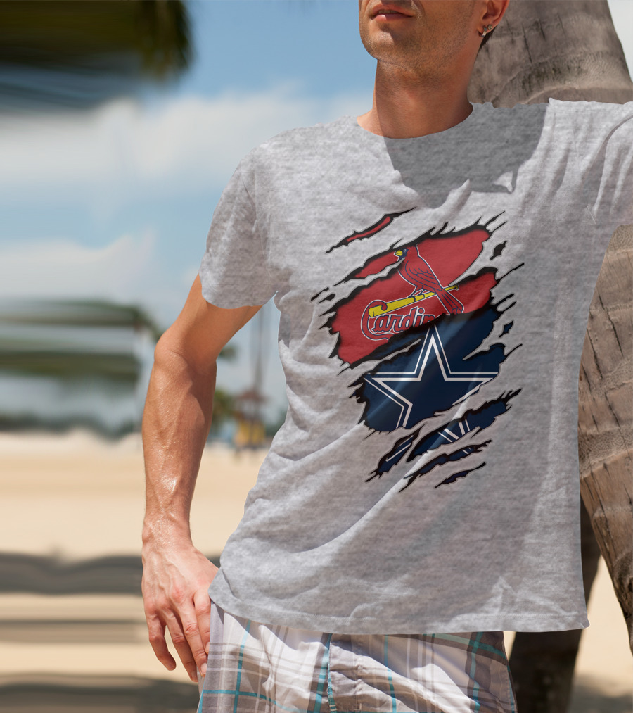 Cardinals And Cowboys Team Spirit Fusion T-Shirt