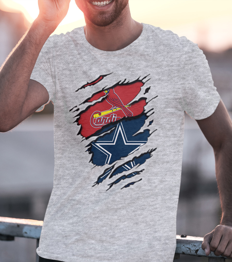 Cardinals And Cowboys Team Spirit Fusion T-Shirt