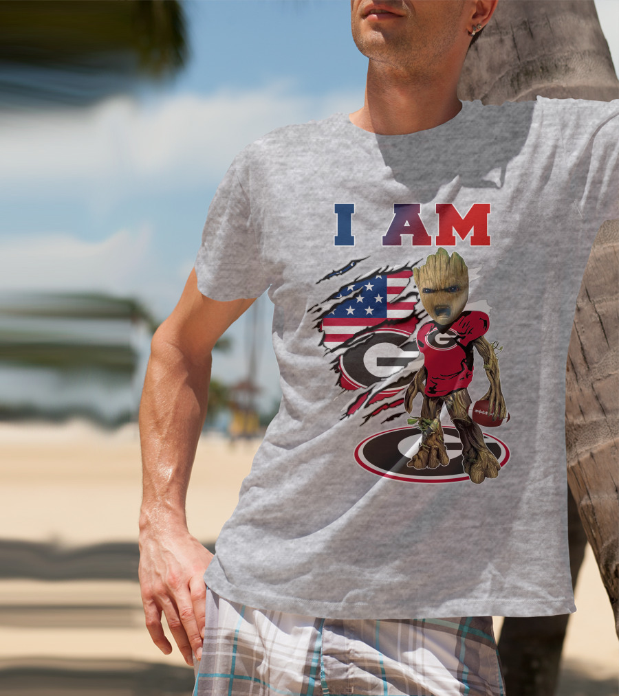 I Am Bulldogs Georgia Groot American Flag Football T-Shirt