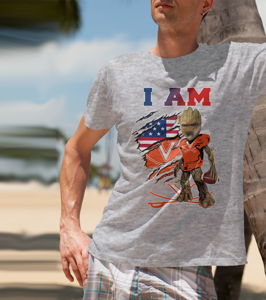 I Am Groot Virginia Cavaliers Football Usa Flag T-Shirt