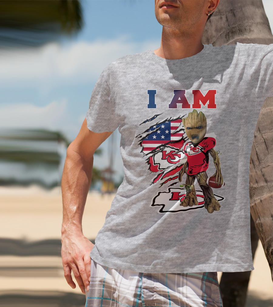 I Am Kc Chiefs Groot Football Usa Flag T-Shirt