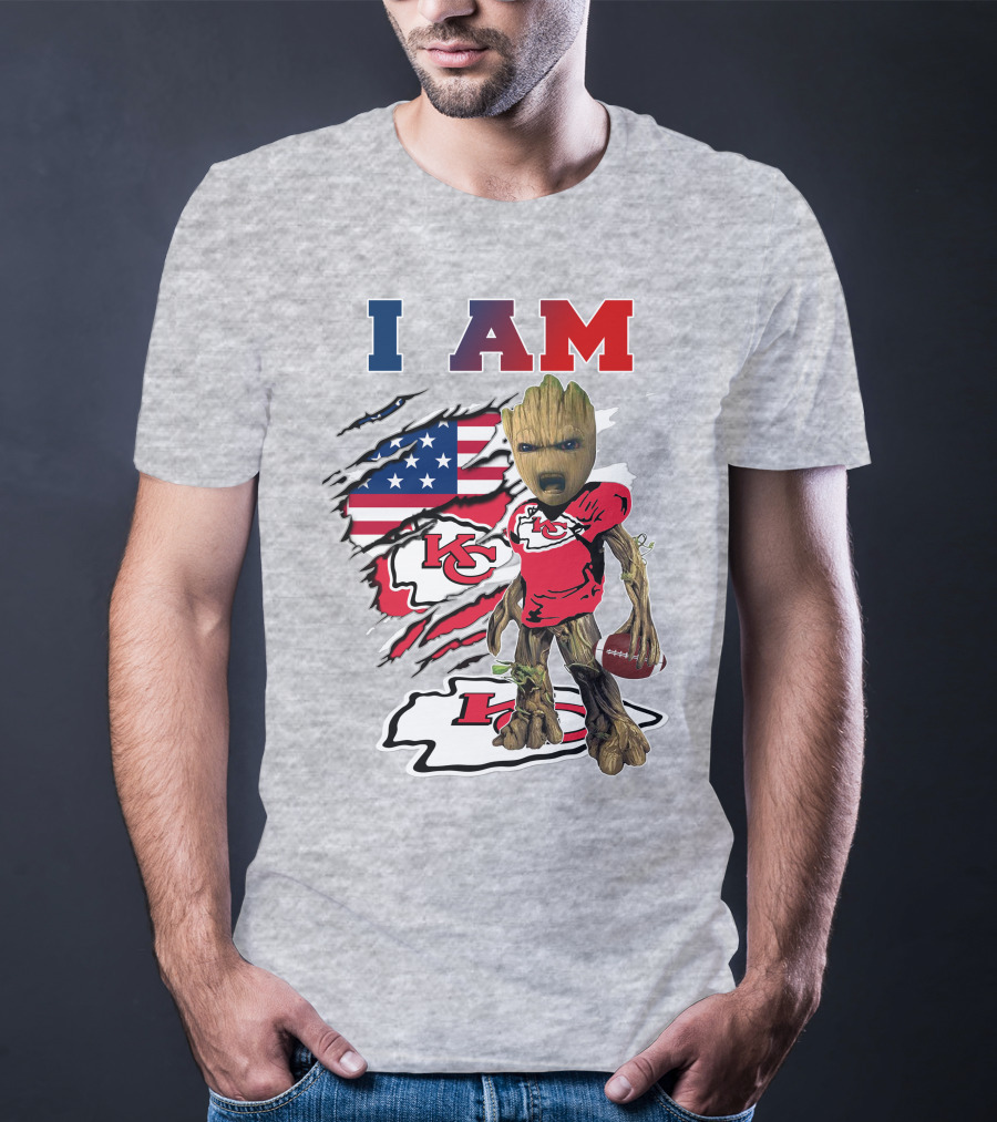 I Am Kc Chiefs Groot Football Usa Flag T-Shirt