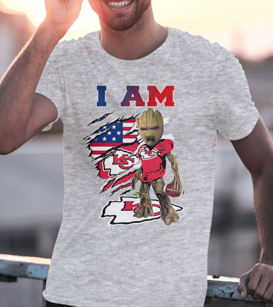 I Am Kc Chiefs Groot Football Usa Flag T-Shirt