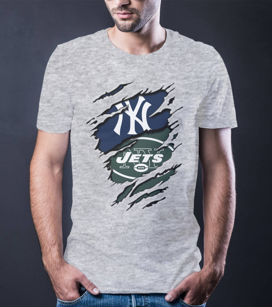 Yankees Jets Logo Mashup Sports T-Shirt