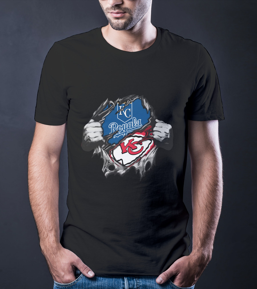 Kansas City Royals Chiefs KC Logo Fan Fusion T-Shirt
