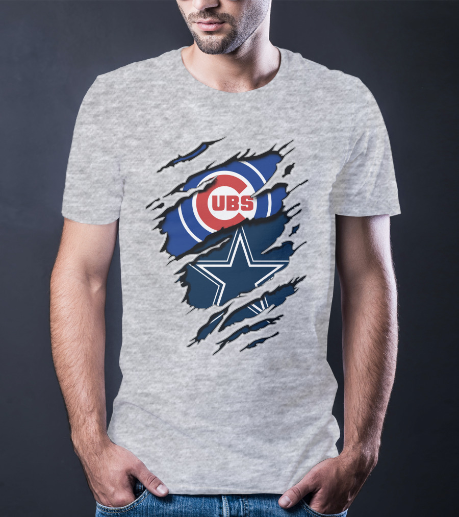 Cubs And Cowboys Fan Symbol Fusion T-Shirt