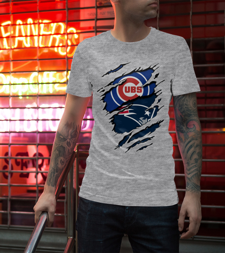 Cubs Patriots Logo Mashup Fan T-Shirt