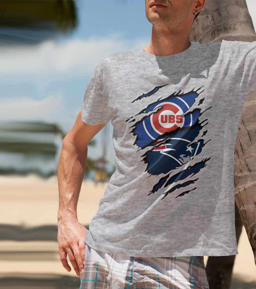 Cubs Patriots Logo Mashup Fan T-Shirt