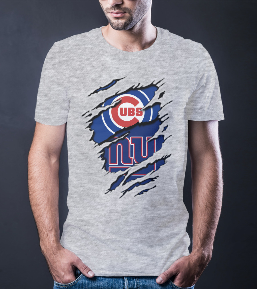 Cubs Giants Logo Fusion Ripped T-Shirt