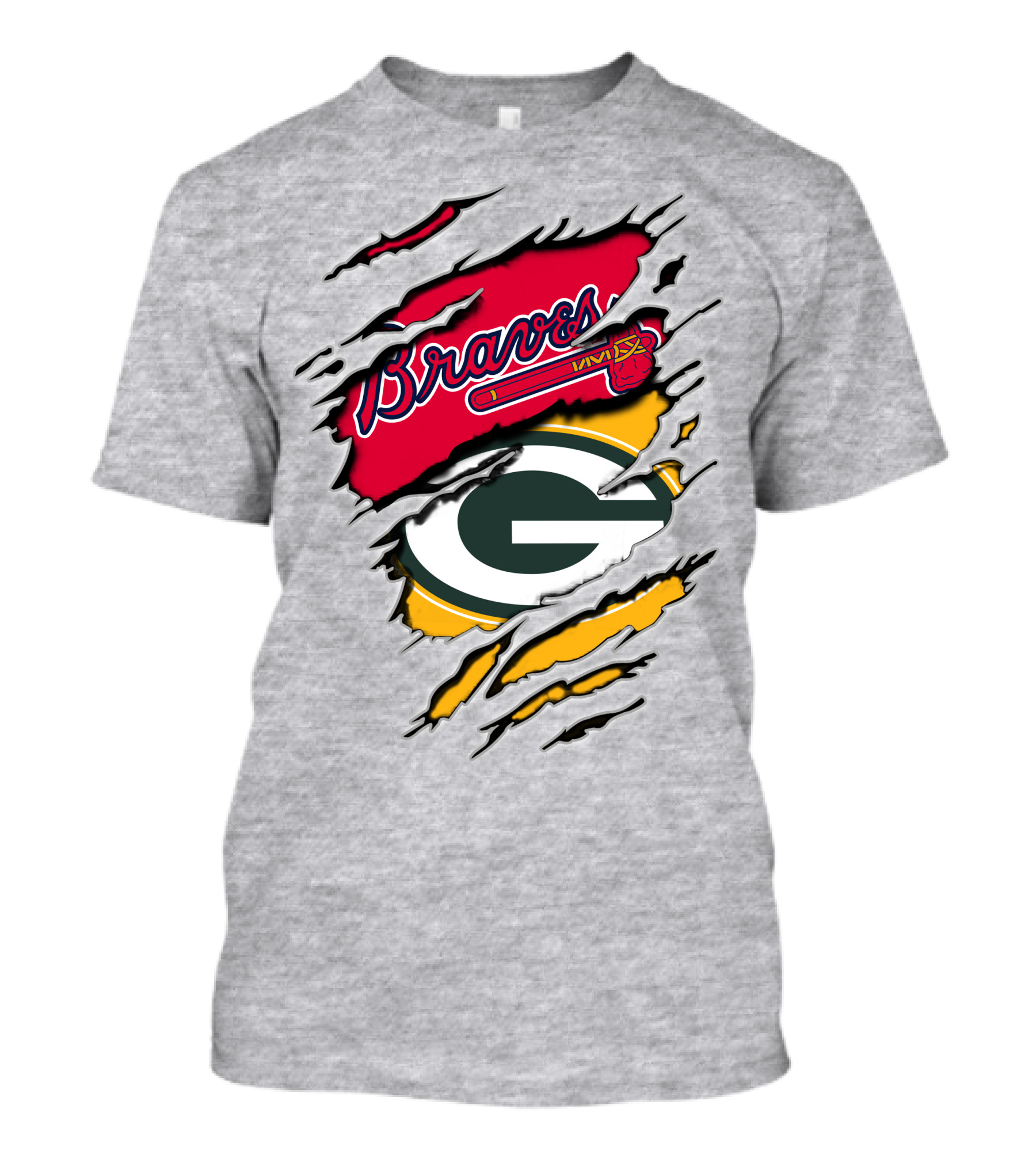 Braves Packers Torn Logo Mashup T-Shirt