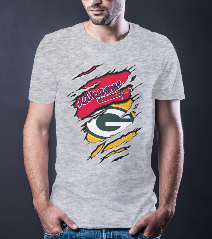 Braves Packers Torn Logo Mashup T-Shirt