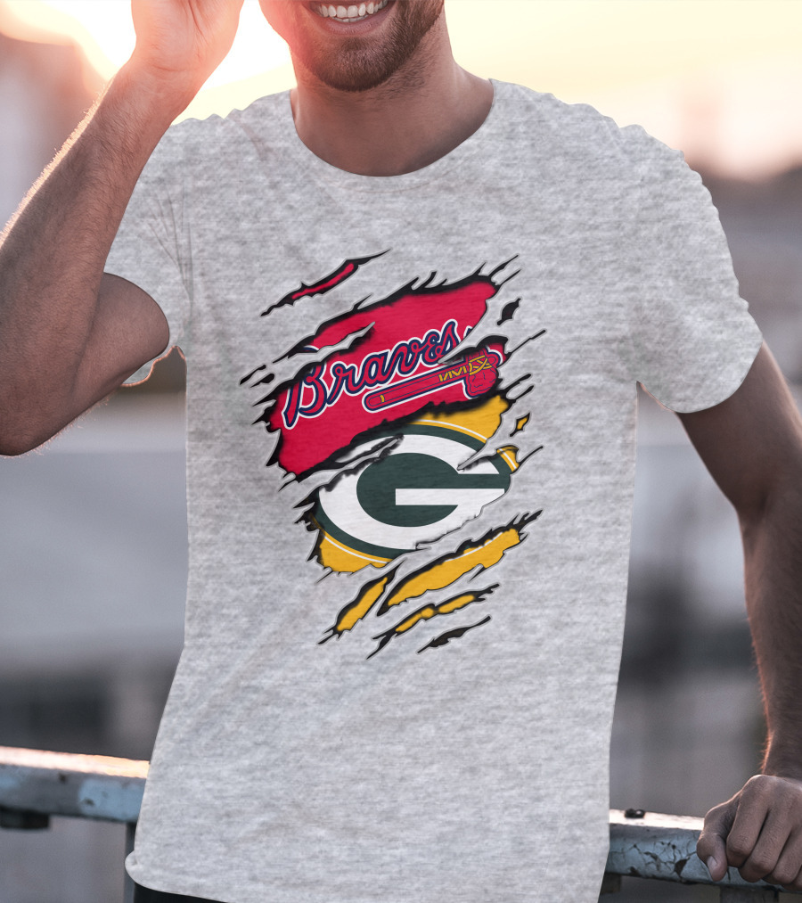 Braves Packers Torn Logo Mashup T-Shirt