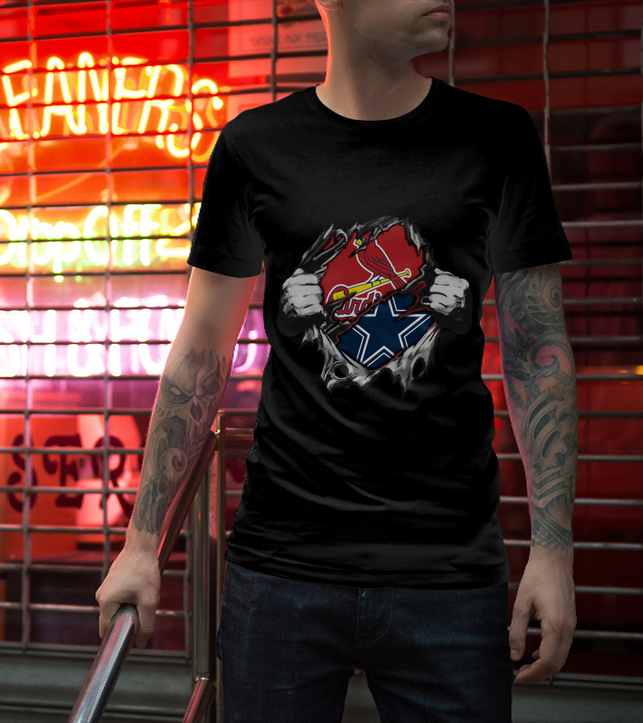 Cowboys Cardinals Bird Star Dual Logo Fusion T-Shirt