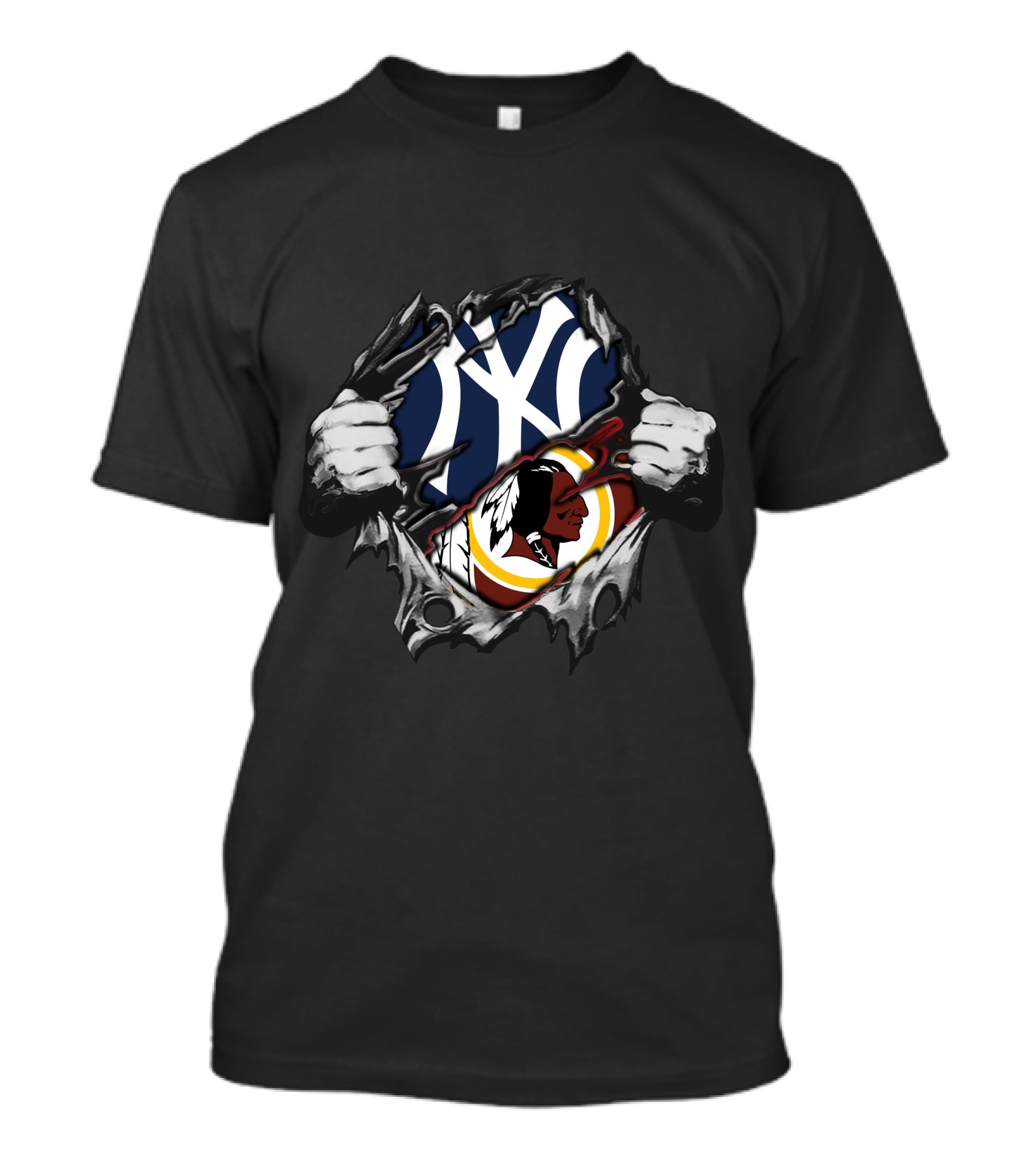 New York Yankees Washington Redskins Team Logos Mashup T-Shirt